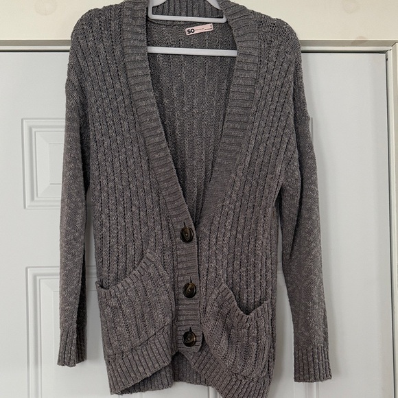 SO Sweaters - SO Women's Charcoal Knit Cardigan